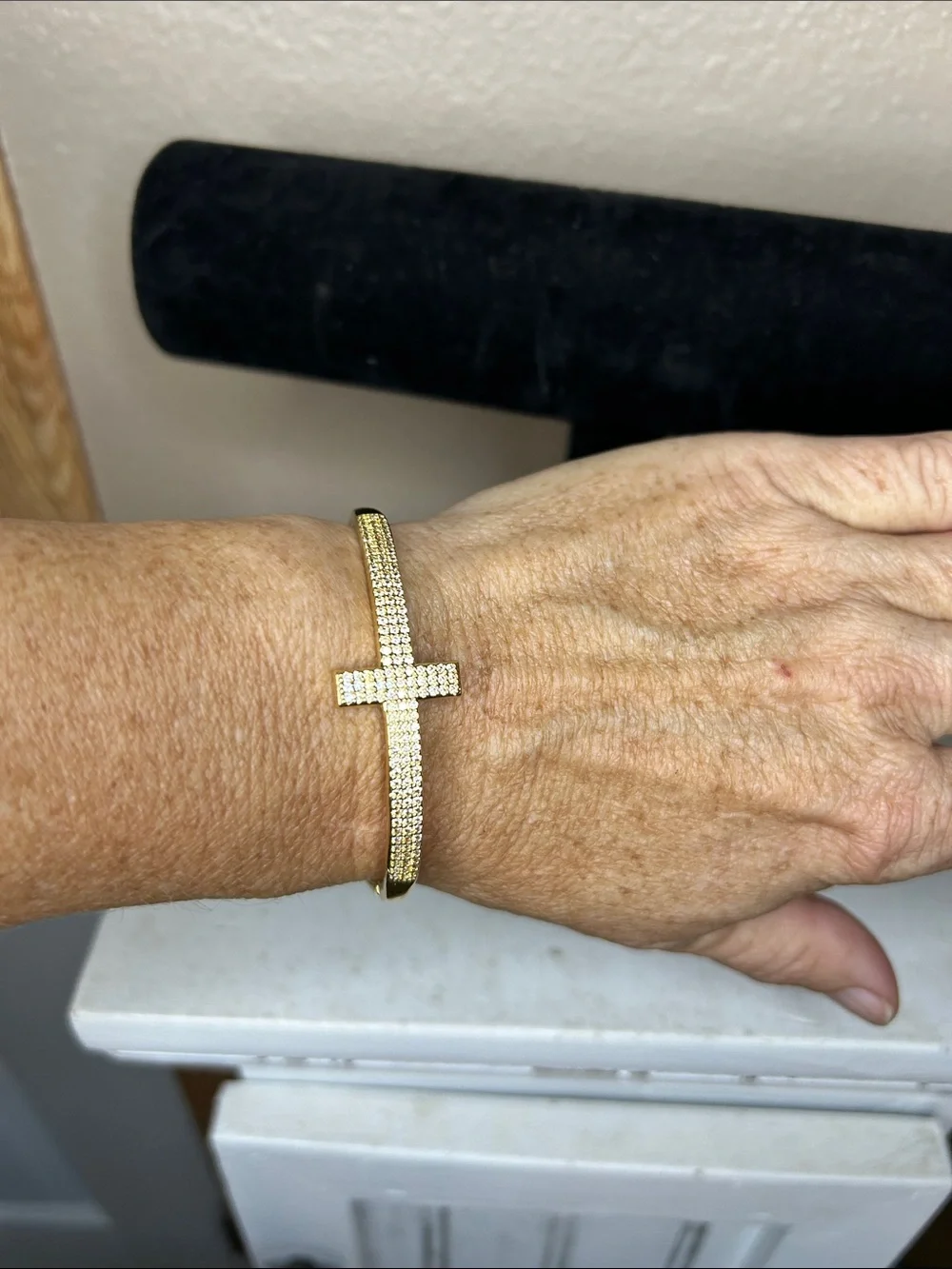 Gold Tone Cross Full-pave Bracelet